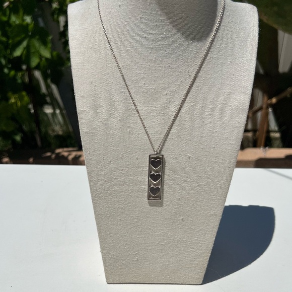 TIFFANY&Co. Tiffany Triple Heart Plate Necklace Silver 925 Women’s RARE - Picture 8 of 16